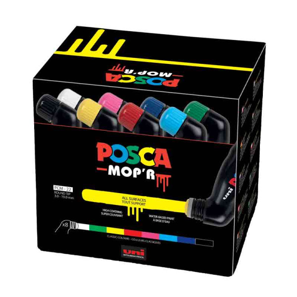 photo-8 marqueurs - POSCA - MOP'R - PCM-22 - Assortiment couleurs