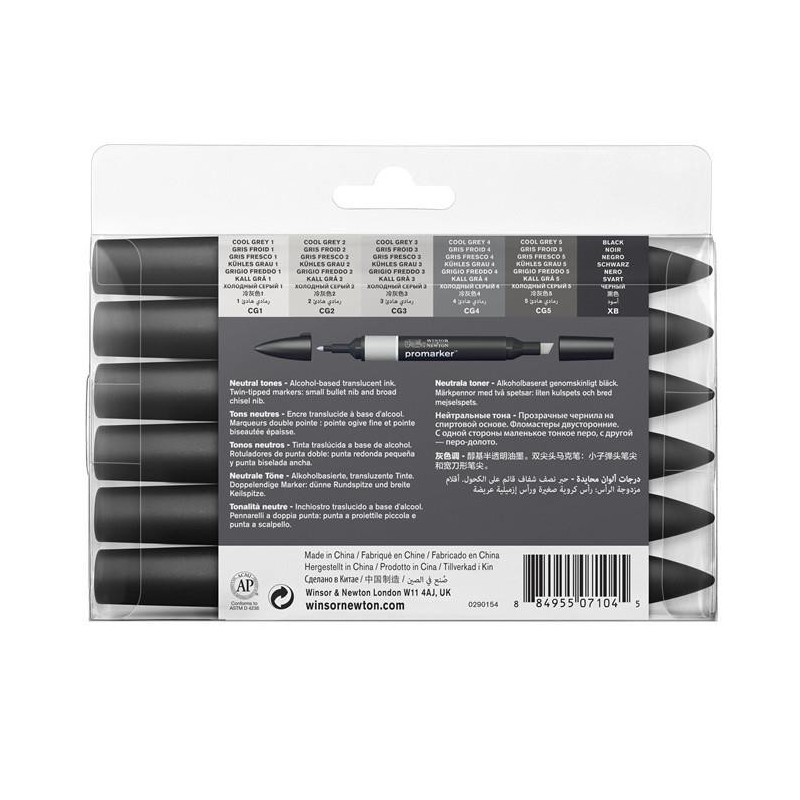 Lot de 6 feutres Promaker tons neutres - Winsor et Newton | à seulement 14,95 €