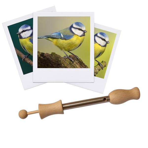 photo-Appeau - Oiseau - Mésange bleue - Chant oiseau - Bois - 10cm