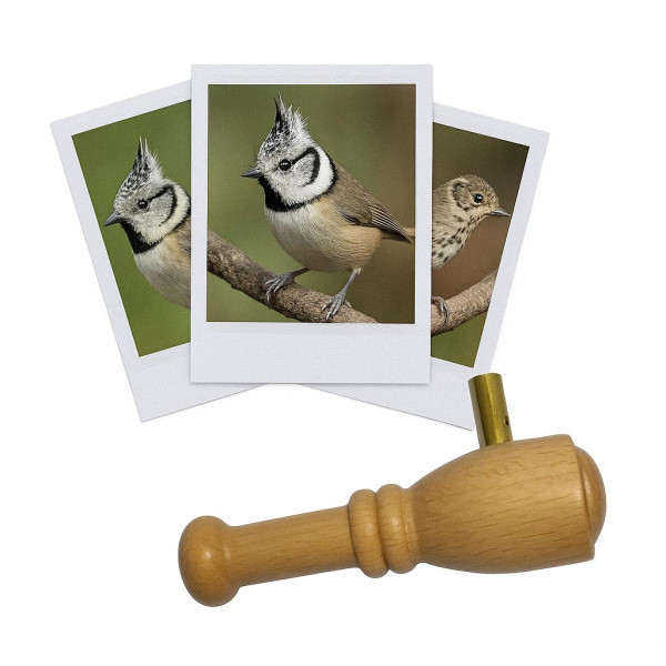 photo-Appeau - Oiseau - Mésange Huppée - Chant oiseau - Bois - 6cm