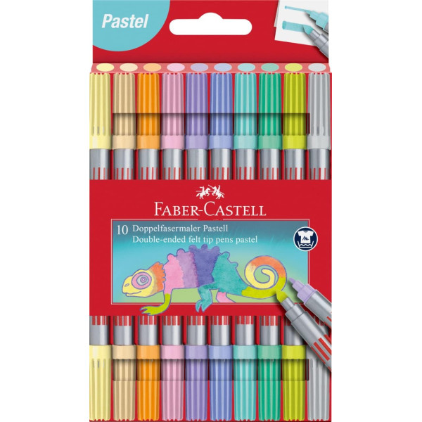 photo-Feutres - Double pointe - 10 couleurs pastel - Coloriage - Enfant/Adulte - Faber-castell
