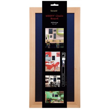 Tableau Ardoise Noire Gamme Woody 20X40 Cm + 1 Feutre-Craie Offert - Securit pas cher