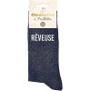 Chaussettes - Femme - Bleu avec paillettes - Rêveuse - Taille 36/42 - Humour - Cadeau