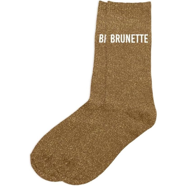 photo - Chaussettes - Femme - Marron avec paillettes - Brunette - Taille 36/42 - Humour - Cadeau