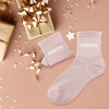 Chaussettes - Femme - Rose avec paillettes - Princesse - Taille 36/42 - Humour - Cadeau