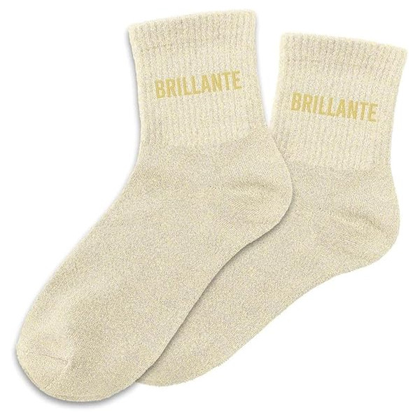 photo - Chaussettes - Femme - Blanche avec paillettes - Brillante - Taille 36/42 - Humour - Cadeau