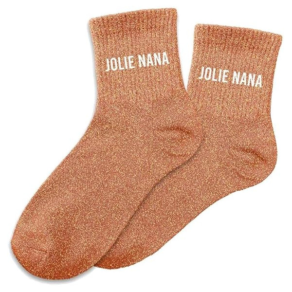 photo - Chaussettes - Femme - Marron avec paillettes - Jolie nana - Taille 36/42 - Humour - Cadeau