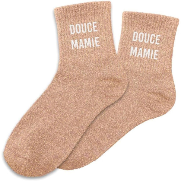 photo - Chaussettes - Femme - Cuivre avec paillettes - Douce mamie - Taille 36/42 - Humour - Cadeau