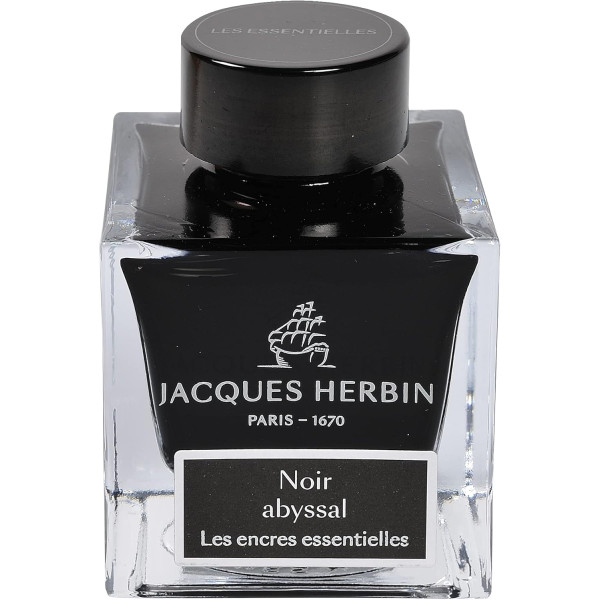 photo - Encre pour calligraphie - Noir abyssal - Les encres essentielles - Herbin - Flacon 50ml