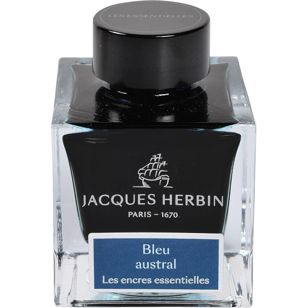 photo - Encre pour calligraphie - Bleu austral - Les encres essentielles - Herbin - Flacon 50ml