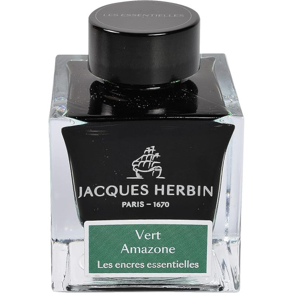 photo - Encre pour calligraphie - Vert Amazone - Les encres essentielles - Herbin - Flacon 50ml