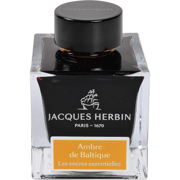 photo - Encre pour calligraphie - Ambre de Baltique - Les encres essentielles - Herbin - Flacon 50ml