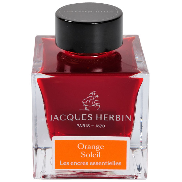 photo - Encre pour calligraphie - Orange Soleil  - Les encres essentielles - Herbin - Flacon 50ml