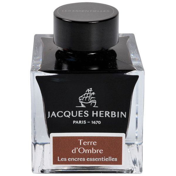 photo - Encre pour calligraphie - Terre d'Ombre - Les encres essentielles - Herbin - Flacon 50ml