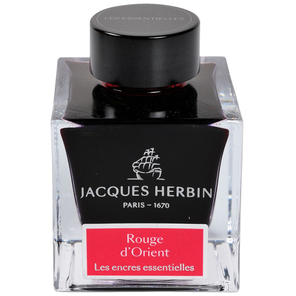 photo - Encre pour calligraphie - Rouge d'Orient - Les encres essentielles - Herbin - Flacon 50ml