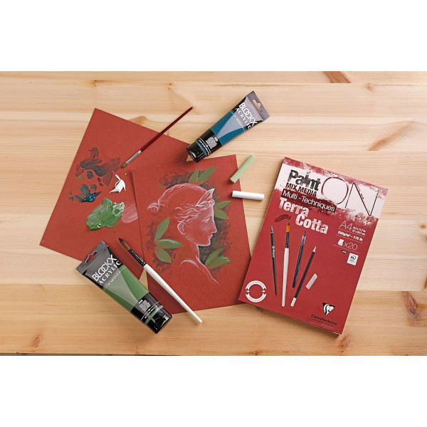 Bloc - A5 - Multi techniques - Terracotta - 20 feuilles - 250g - Clairefontaine - Paint On