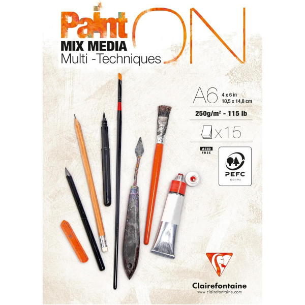 photo-Bloc - A6 - Multi techniques - 30 feuilles - 250g - Clairefontaine - Paint On