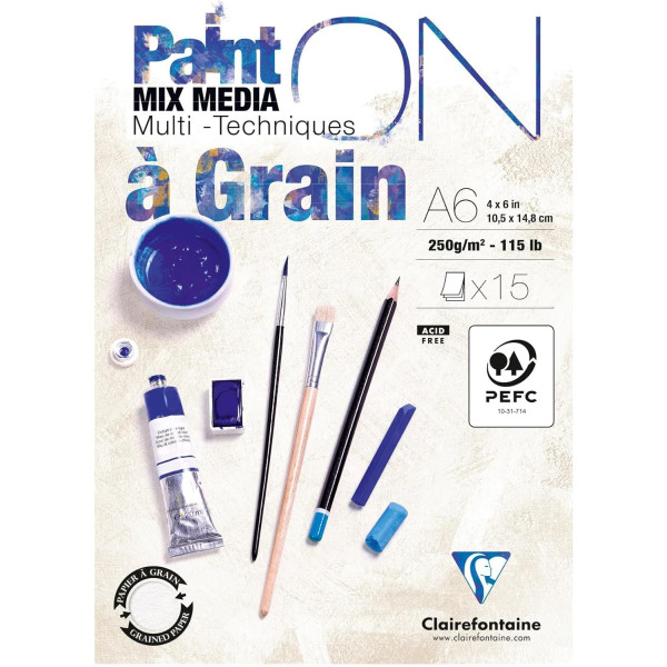photo-Bloc - A6 - Multi techniques - A grain - 15 feuilles - 250g - Clairefontaine - Paint On