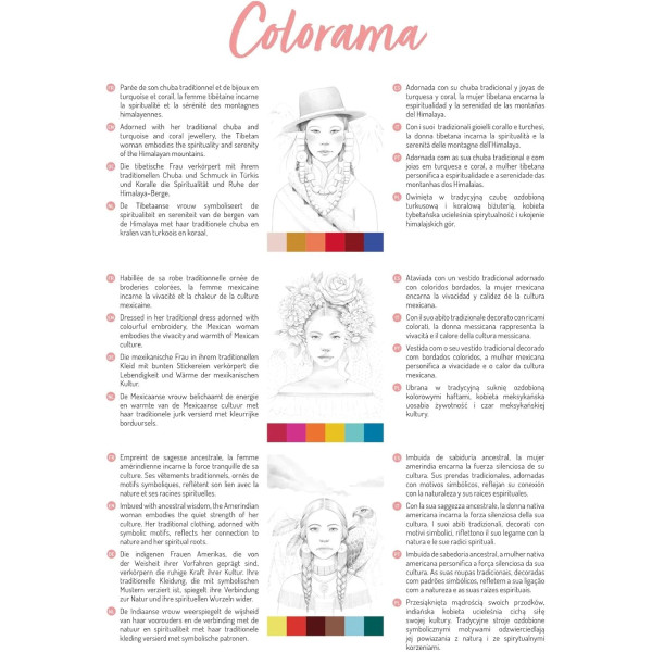 Bloc - Coloriages - Adulte - Portraits de femmes - A4 - 20 feuilles - 6 illustrations - Clairefontaine