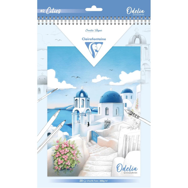 photo-Bloc - Coloriages - Adulte - Décors de villes - A4 - 20 feuilles - 6 illustrations - Clairefontaine