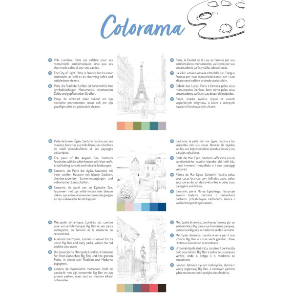 Bloc - Coloriages - Adulte - Décors de villes - A4 - 20 feuilles - 6 illustrations - Clairefontaine
