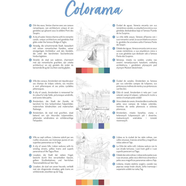 Bloc - Coloriages - Adulte - Décors de villes - A4 - 20 feuilles - 6 illustrations - Clairefontaine