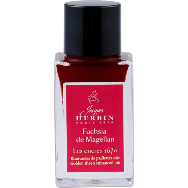 photo - Encre pour calligraphie - Fuchsia de Magellan - Les encres 1670 - Herbin - Flacon 15ml