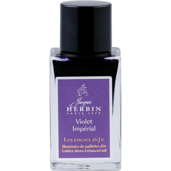 photo - Encre pour calligraphie - Violet Impérial - Les encres 1670 - Herbin - Flacon 15ml