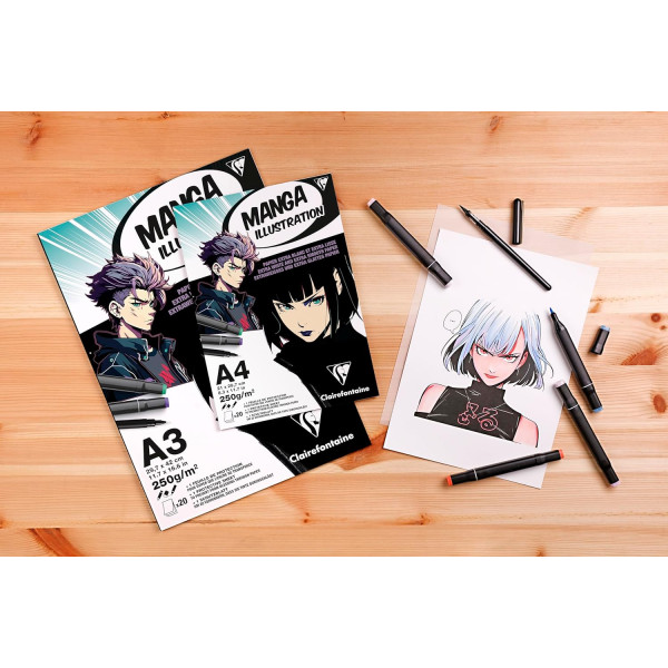Bloc - Manga - Illustration - A5 - 25 feuilles - 250g - Dessin, encre, feutres - Clairefontaine