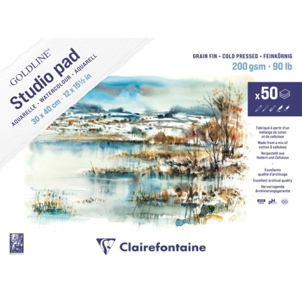 photo-Bloc - Aquarelle - 24x32cm - Grain fin - 200g - 50 feuilles - Clairefontaine - Goldline