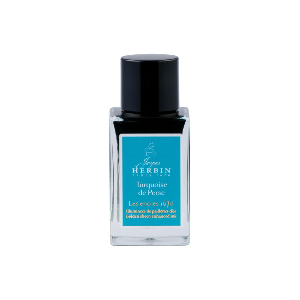 photo - Encre pour calligraphie - Turquoise de Perse - Les encres 1670 - Herbin - Flacon 15ml