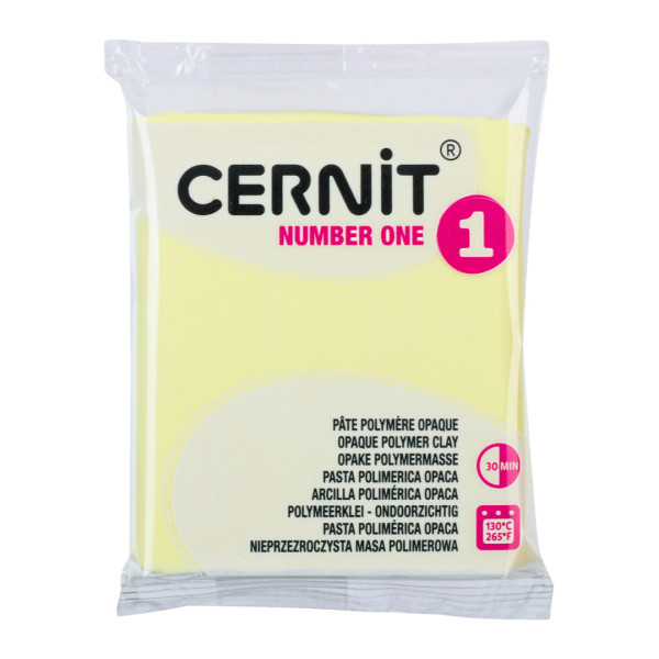 photo -Pâte polymère - Opaque - A cuire - Pâte à modeler - Jaune pastel - Bloc de 56g - Cernit - Number one