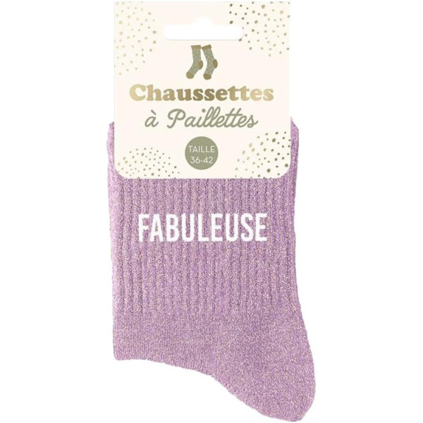 Chaussettes - Femme - Rose avec paillettes - Fabuleuse - Taille 36/42 - Humour - Cadeau