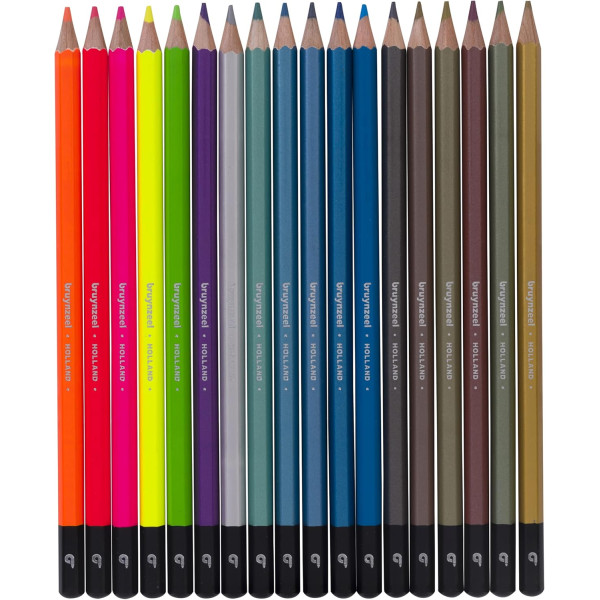 Étui métal de 18 crayons de couleur - Couleurs métalliques et néons - Bruynzeel