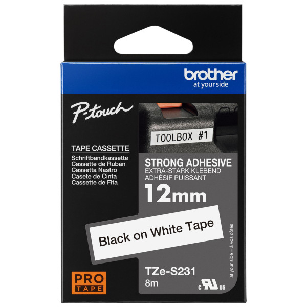Recharge pour étiqueteuse - Brother - TZe-S231 - Laminé - Écriture noir sur fond blanc - 8mm