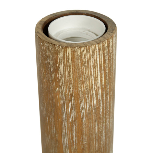 Lampe à poser - Bois - Marron - Forme de tube - 14cm de hauteur - Déco