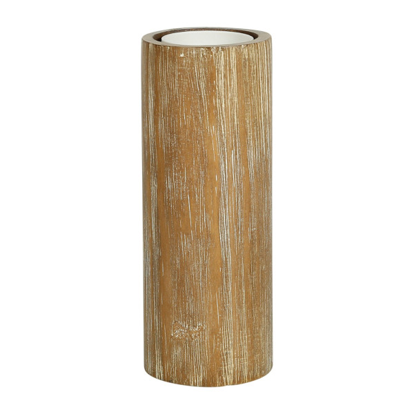 Lampe à poser - Bois - Marron - Forme de tube - 14cm de hauteur - Déco