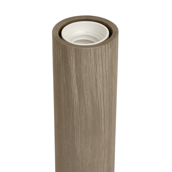 PHOTO-Lampe à poser - Bois - Gris - Forme de tube - 14cm de hauteur - Déco