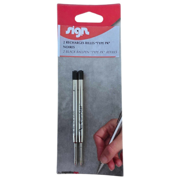 photo - Recharges pour stylo à bille - Noir - Compatible Parker - Pointe fine - Lot de 2 recharges