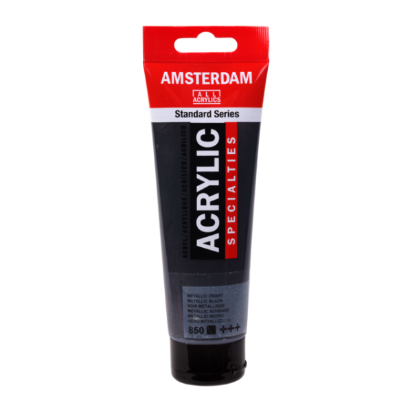 photo-Peinture Acrylique en tube - Noir métallique - 850 - Amsterdam - 120ml