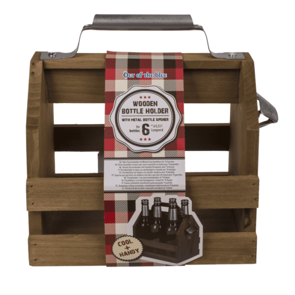 photo-Porte-bouteille - Bois - Avec ouvre-bouteille intégré - Pour 6 bouteilles 33cl