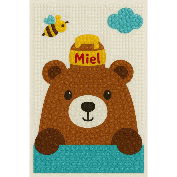 photo-Kit de diamond painting - Enfant - Ours - 15x20cm - Loisirs créatifs