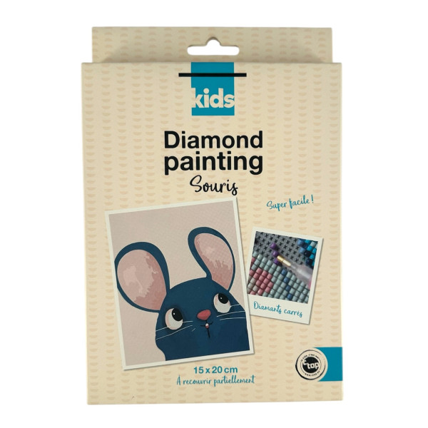 Kit de diamond painting - Enfant - Souris - 15x20cm - Loisirs créatifs