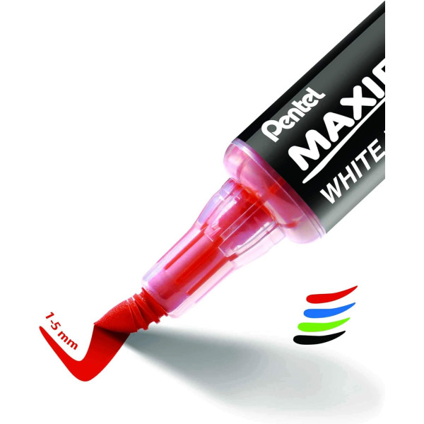 Marqueurs - Pour tableau blanc - 4 couleurs + brosse magnétique - Pentel - Maxiflo