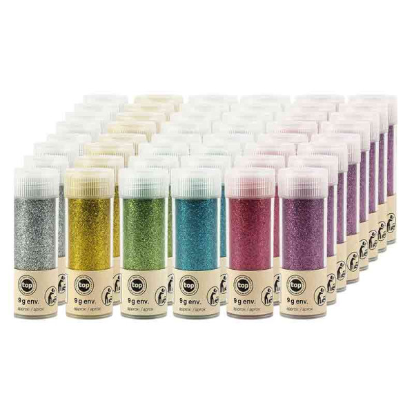 photo-Paillettes - 6 couleurs - 48 tubes de 9g - Biodégradables - Loisirs créatifs - Carterie