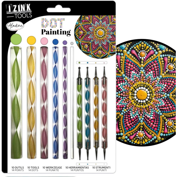 Dot painting - Accessoires + embouts - 24 pièces - Peinture créative - Aladine