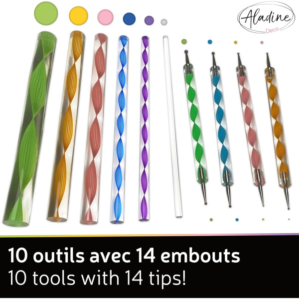 Dot painting - Accessoires + embouts - 24 pièces - Peinture créative - Aladine
