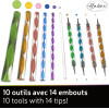Dot painting - Accessoires + embouts - 24 pièces - Peinture créative - Aladine