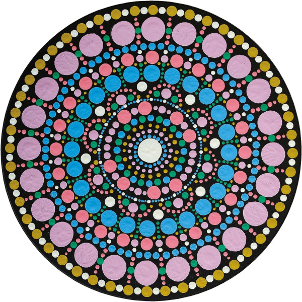 Pochoir - Pour dot painting - Mandala - 20cm - Forme en bois + support - Aladine