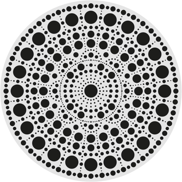 Pochoir - Pour dot painting - Mandala - 20cm - Forme en bois + support - Aladine